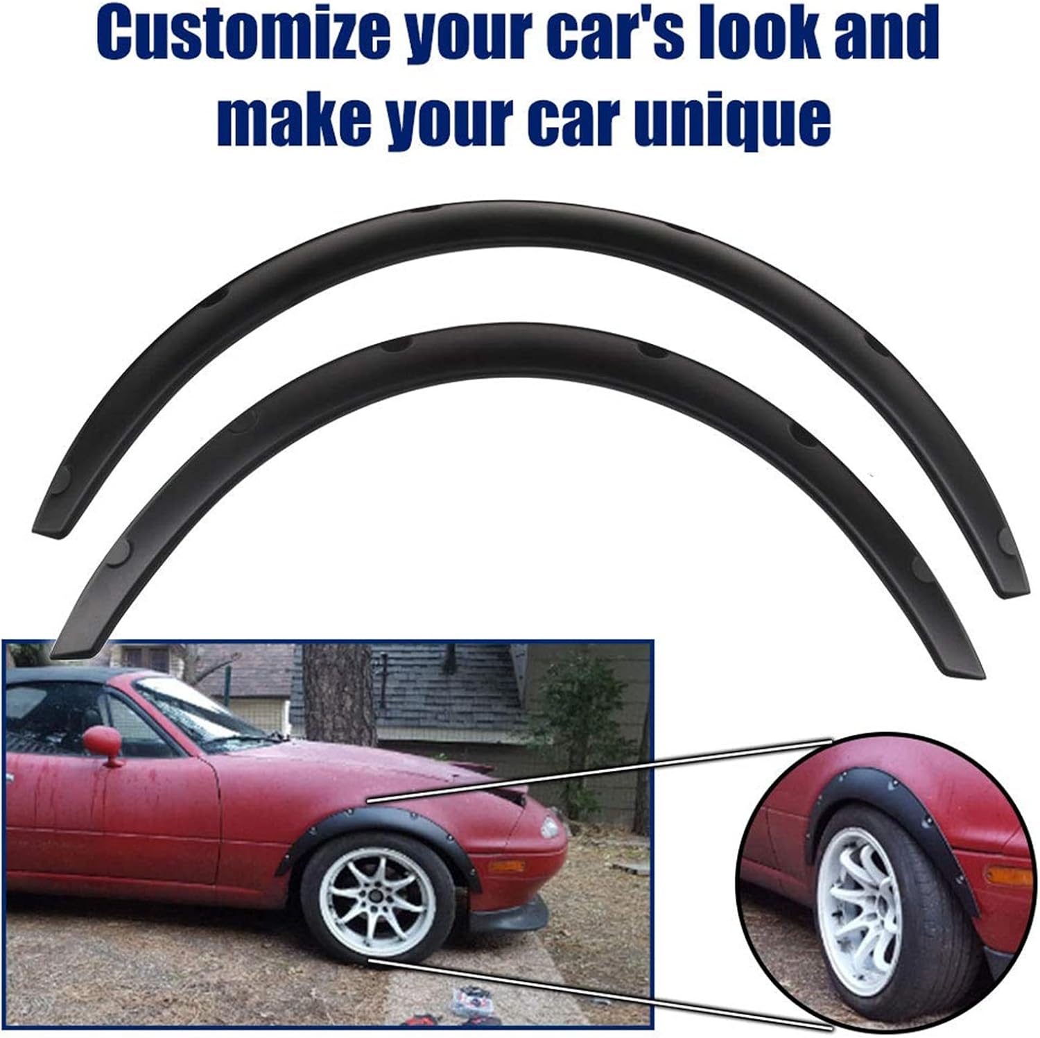 RULLINE Universal Fender Flares Over Wide Body Wheel Arches 2pcs 2.75 inch (70mm) and 2pcs 2.inch (50mm)