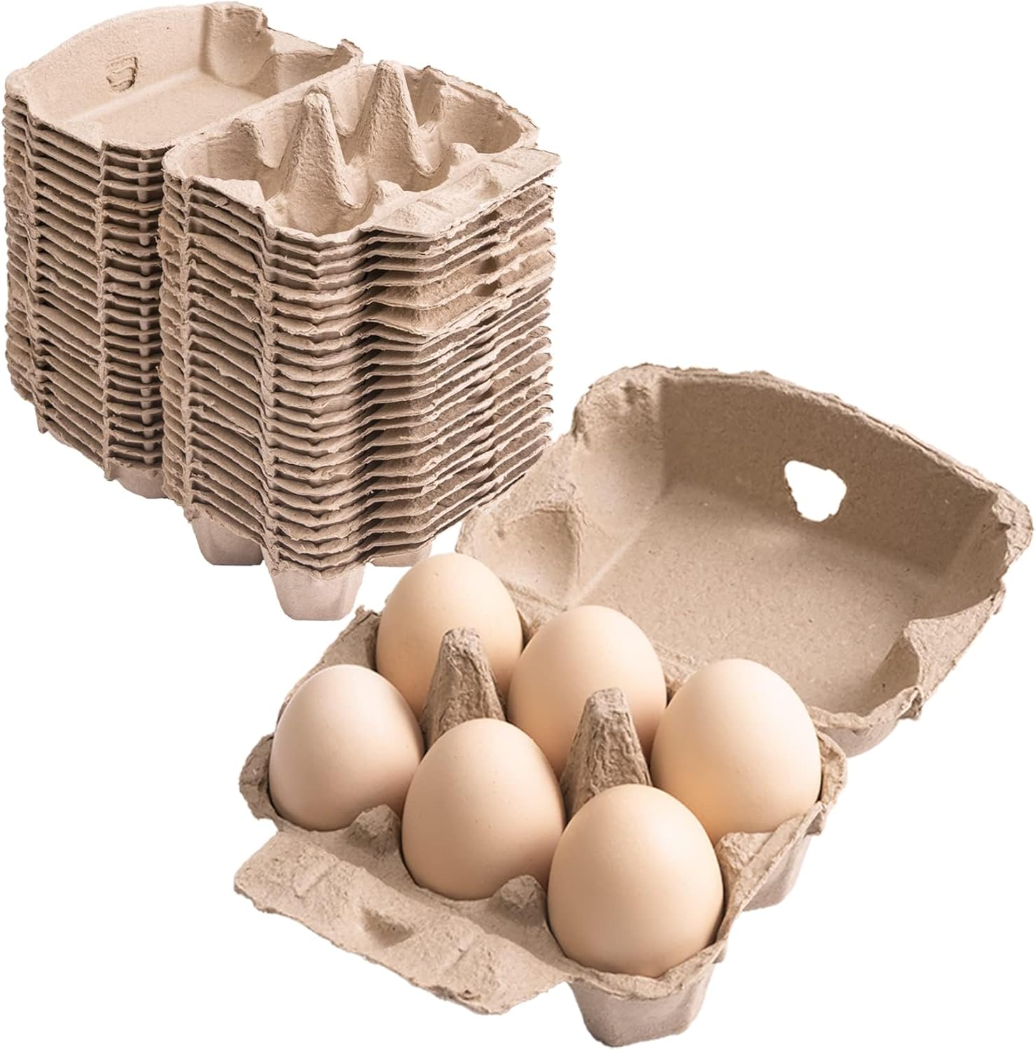 20pcs Paper Egg Cartons, Natural Pulp Fiber Half Dozen Egg