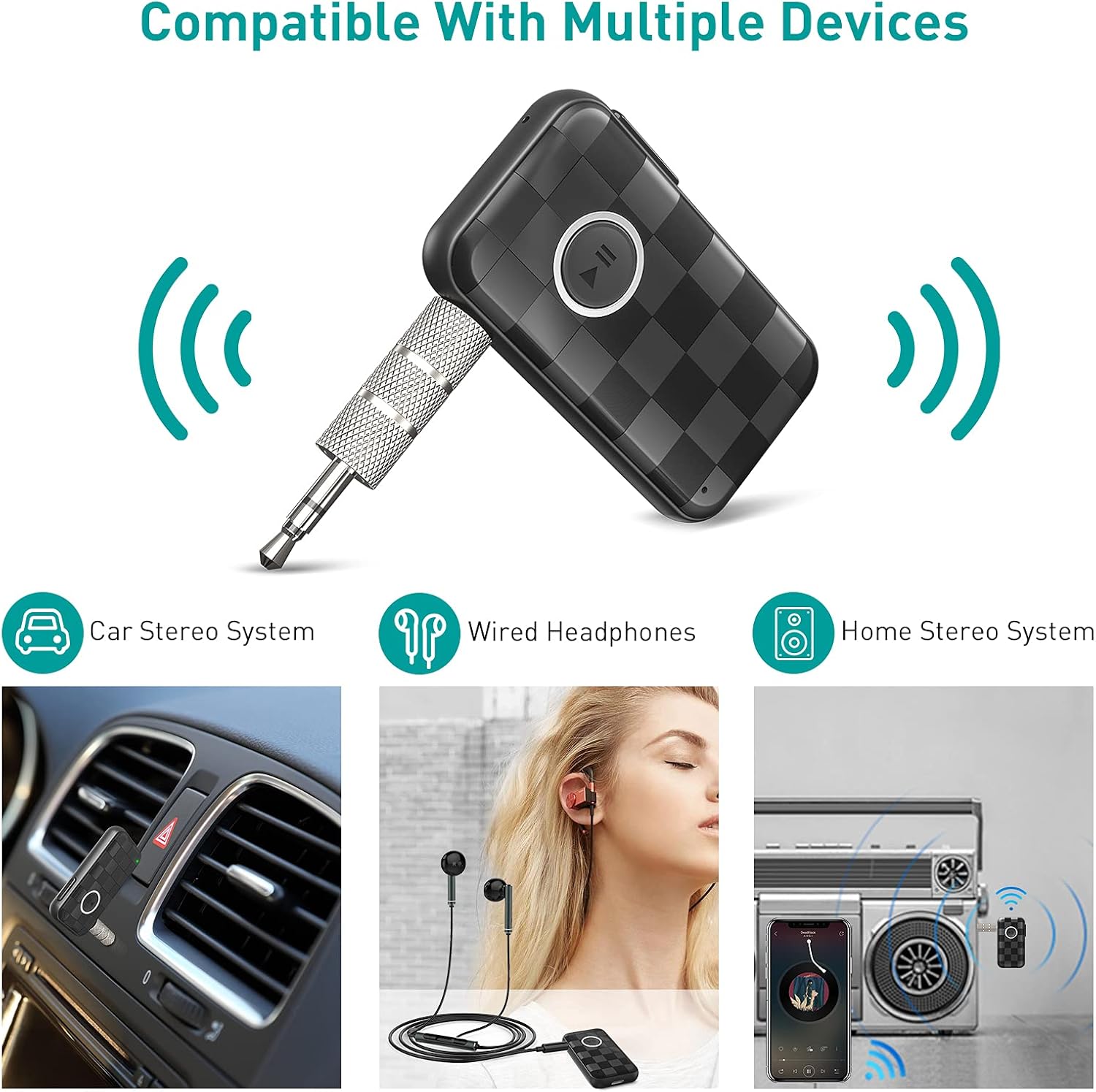Bluetooth 5.0 Kits Car Music Wireless Adapter 3.5mm Aux Stereo Mic Portable Assistant Receiver Handsfree Player USB for Speaker Headphones Phone Home/Outdoor Audio Streaming Sound System: Electronics