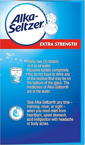 Miniatura 4 de Alka-Seltzer -Tabletas extra fuertes, antiácidos extra fuertes y alivio del dolor, originales (24 tabletas)