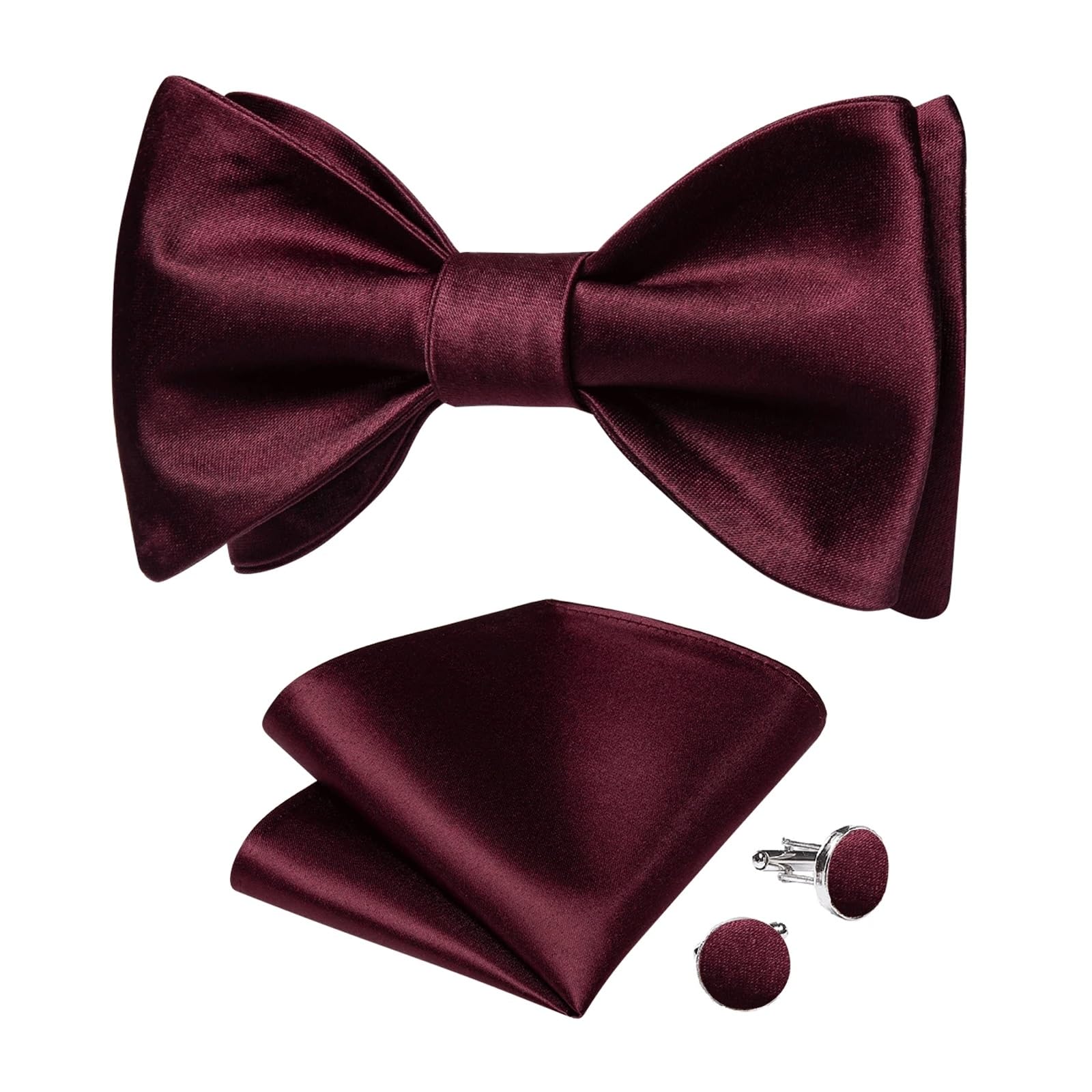 JFDBGU Retro Bowties Classic Silk Solid Bow Ties for Man Wedding Party Groom Knot Hanky Cufflinks