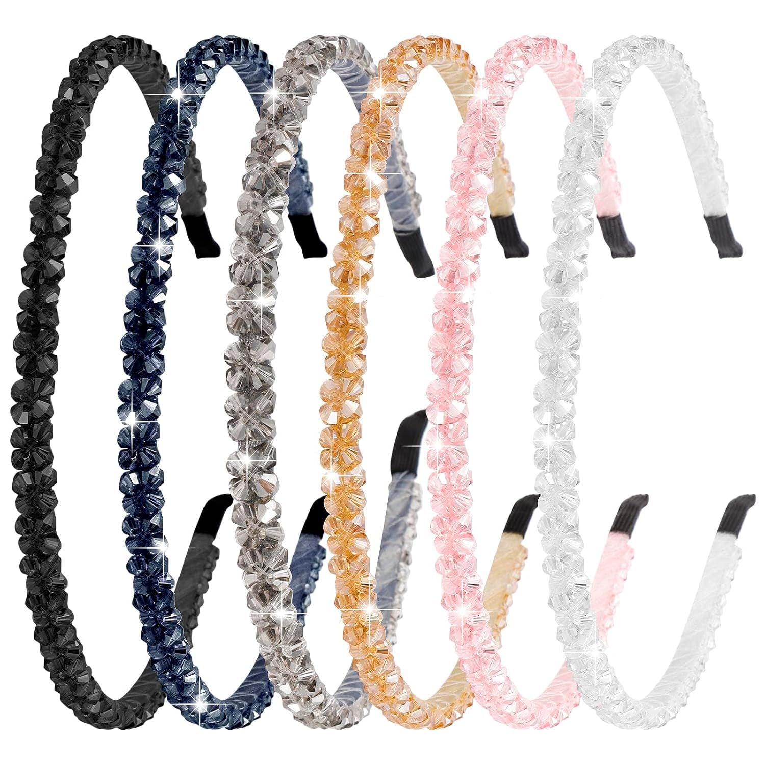 ADORNISH 4 Pcs Beaded Sparkly Headbands for Women, Decorative Crystal Rhinestone Headbands for women and girls-image-47