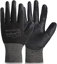 Karam HS22 Safety Gloves for Mechanical Hazards | Safety Work Gloves with Black Liner with Black PU Coating | Multipurpose Use | Cut Resistant | Abrasion, Tear & Puncture Resistant | Size-L