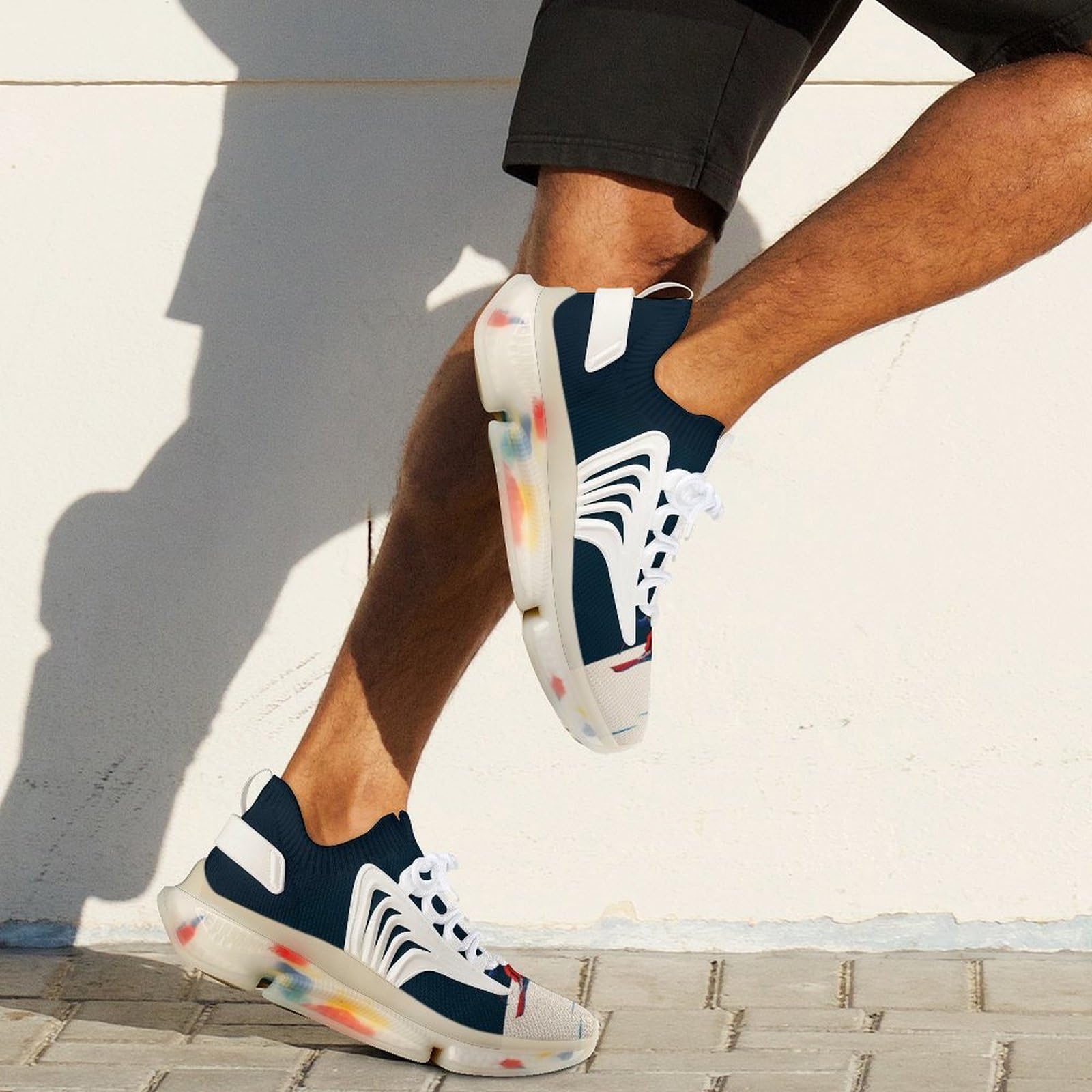 Skier Skiing Down - Scarpe da corsa da uomo | Elastico imbottito traspirante Mesh antiscivolo Supporto Shock Training Comfort