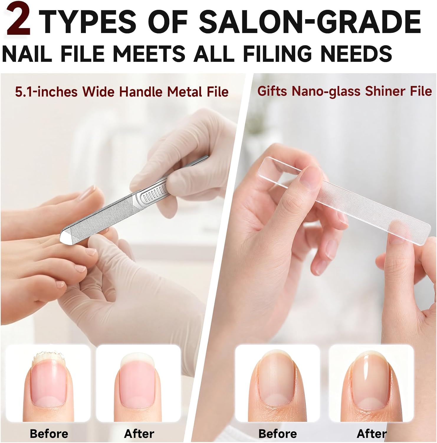 Ergonomic Long Handle Toenail Clippers for Seniors, 4.75 Inches Angled Head Curve Wide Jaw Opening Nail Clippers for Thick Nails with Meta and Glass Nail File, Fingernail Cutter with Catcher, 3Pcs