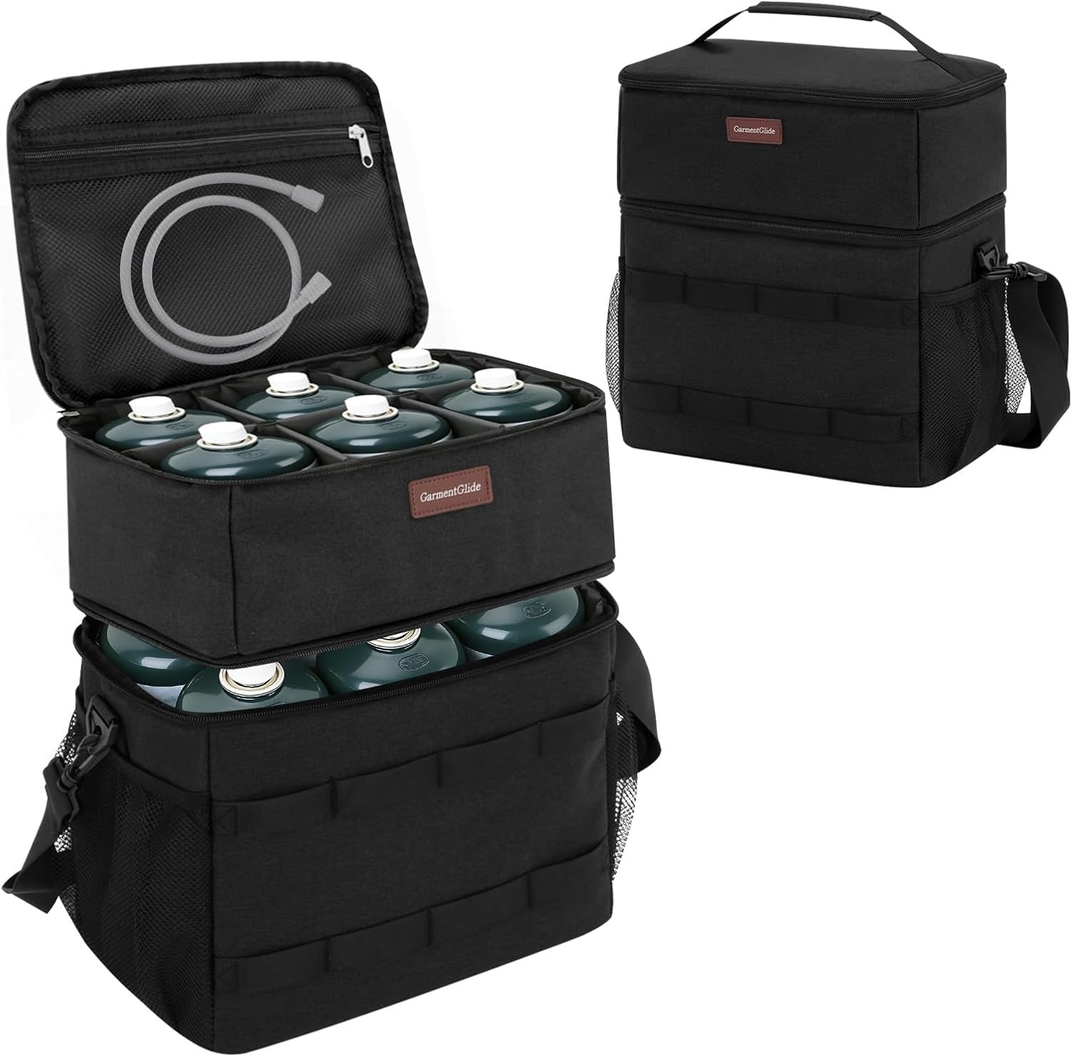1 LB Propane Tank Storage Bag,Dual-Layer Thickly Padded Carrying Case,Holds 12Pcs Small Propane Tanks,Portable 16OZ Gas Cylinder Holder,Water-Resistant Fabric for Outdoor Camping,Travel,Bag Only