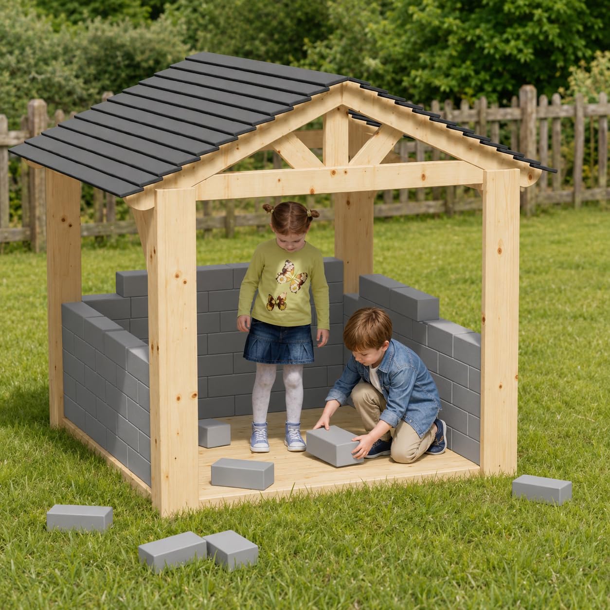 Mattoncini da Costruzione in Schiuma EVA, Grandi Blocchi Impilabili per Bambini, Giochi Creativi all'Aperto