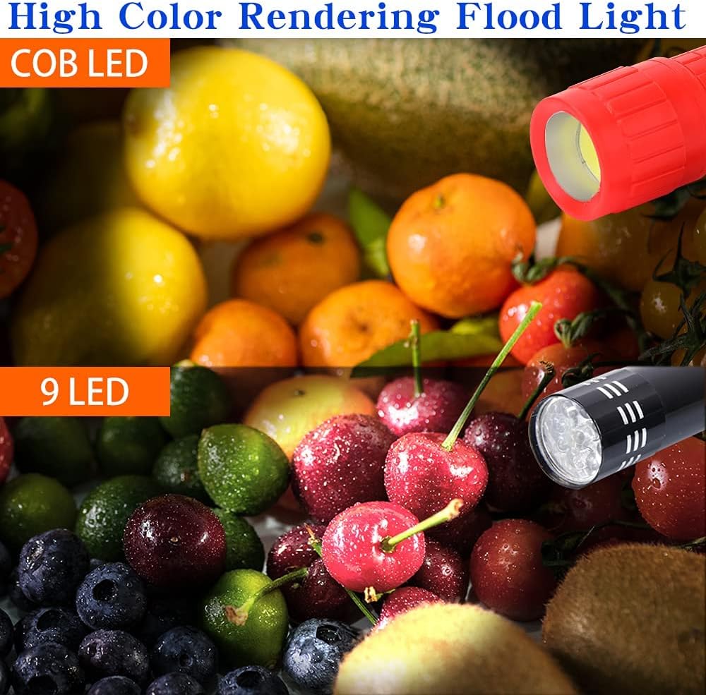 KunHe 5 Pack Plastic Small Mini LED Flashlight COB Flashlights for Kids 100 Lumen with Batteries High CRI for Bright Flash Light Kids Flashlights Christmas Gifts Stocking Stuffers