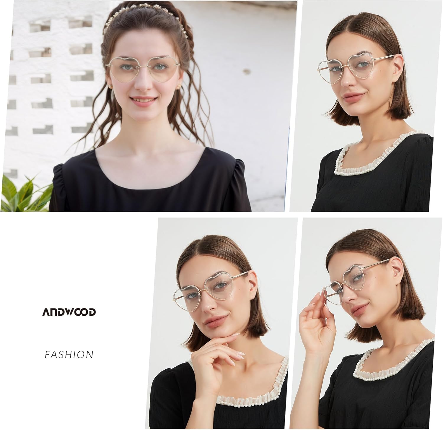 ANDWOOD Trendy Heart Shaped Sunglasses Womens Rhinestone Love Eye Sun glasses Metal Lovely Fashion Diamond Sunnies - Image 6