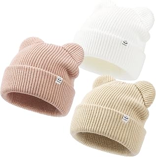 Baby Beanie Winter Knit Hat with Bear Ear for Infant Toddler Boys Girls Children Soft Knitted Hat Skull Cap