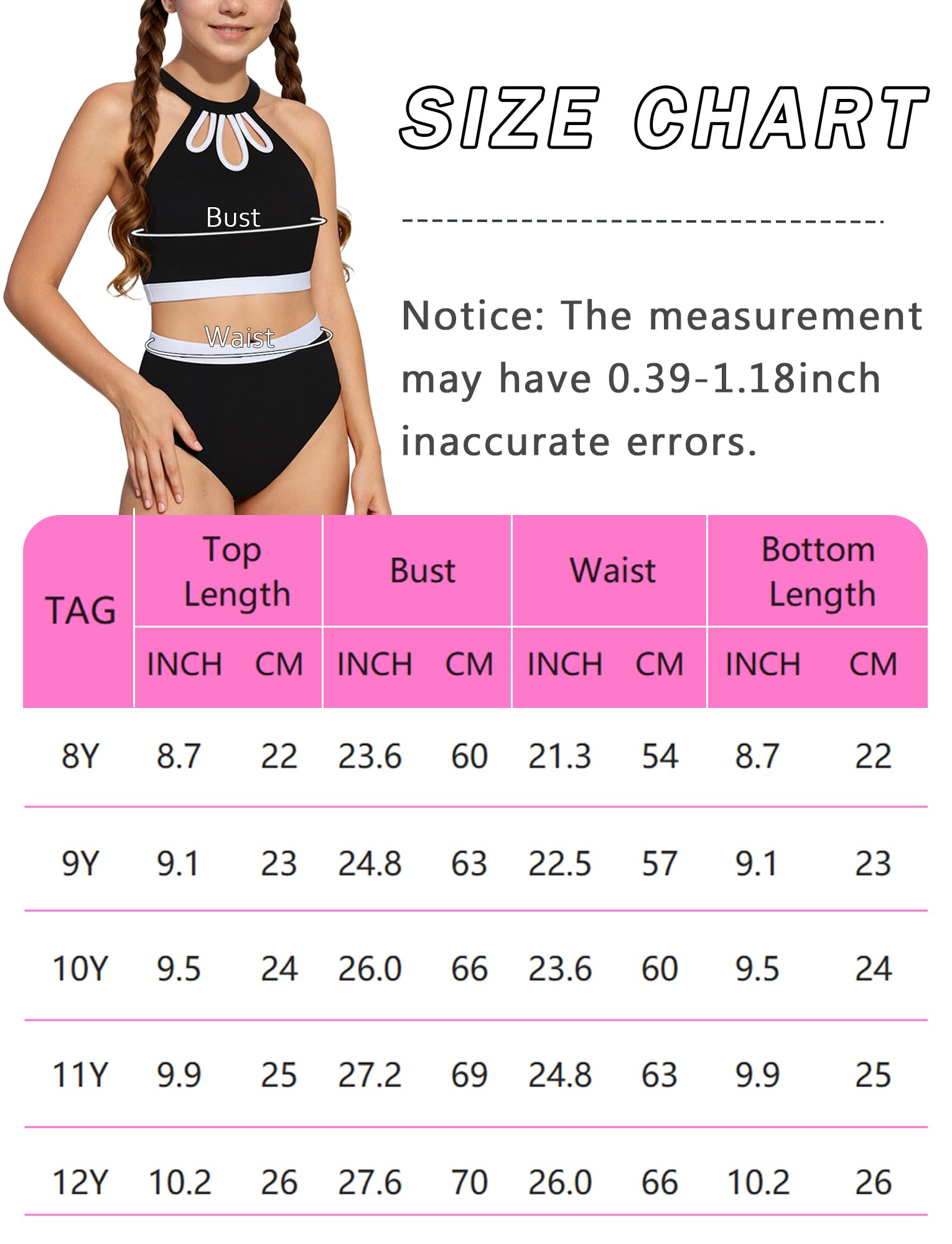 Maeau 2-teiliger Badeanzug für Mädchen Boho-Stil Blumenmuster Neckholder Bikinioberteil mit überkreuztem Rücken Badehose Farbblockierung