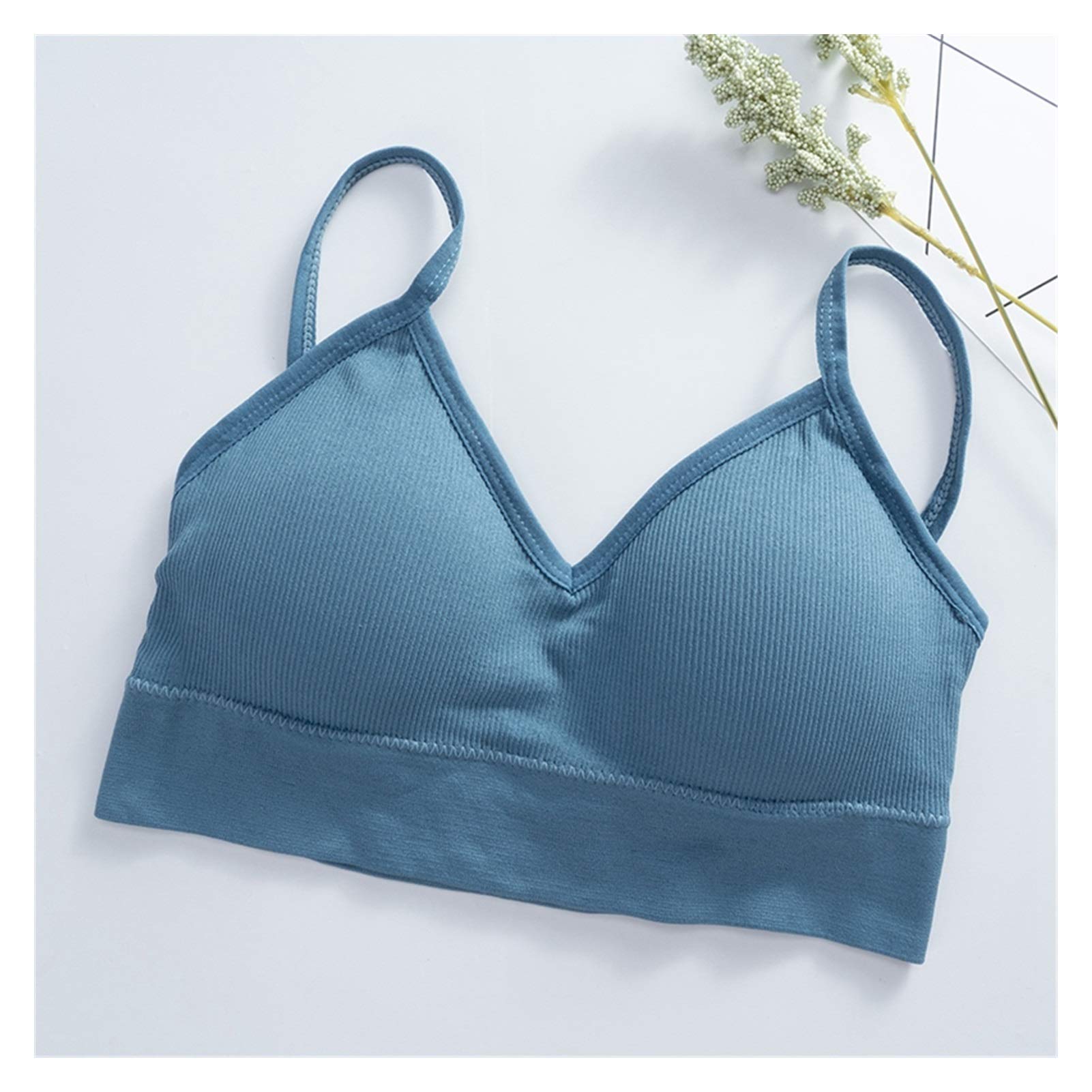 xjSCrop Top Underwear Women Gather No Steel Ring Lingerie Bra Tube Top Wrapped Chest Beauty Back Actival Cotton Breathable Thin Section for Women (Color : Style 2 blue, Size : 40 75KG)