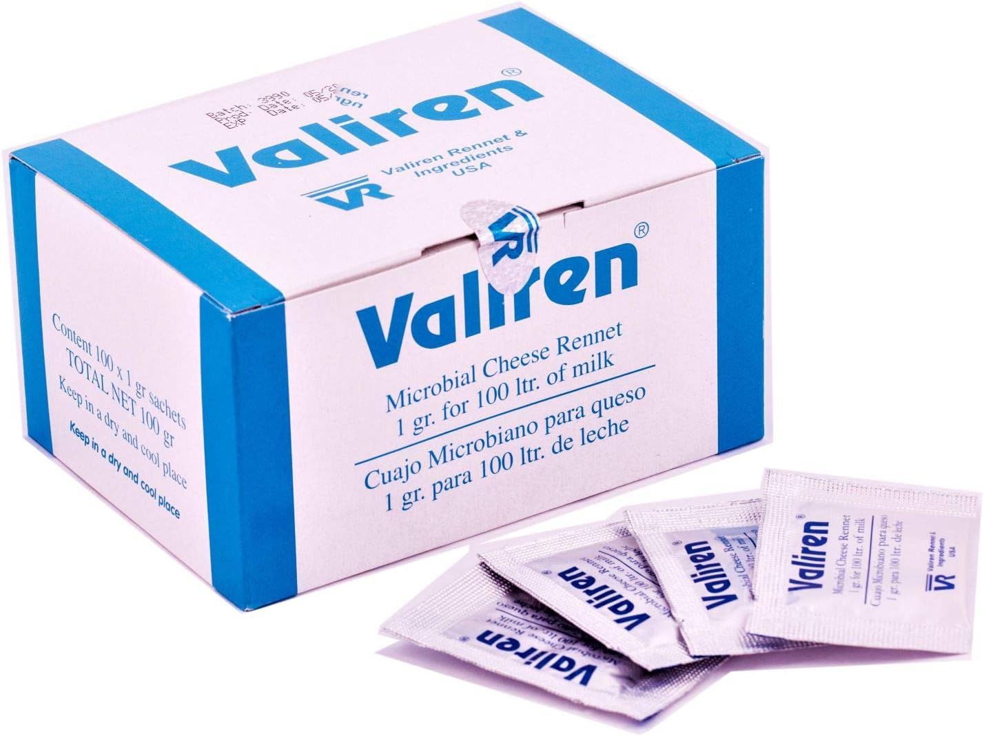 CHEESE COAGULANT RENNET Full Pack/MICROBIAL RENNET/Tablets For any type of cheese /100 Sachets x 1g for 10000 litres of milk/Caglio