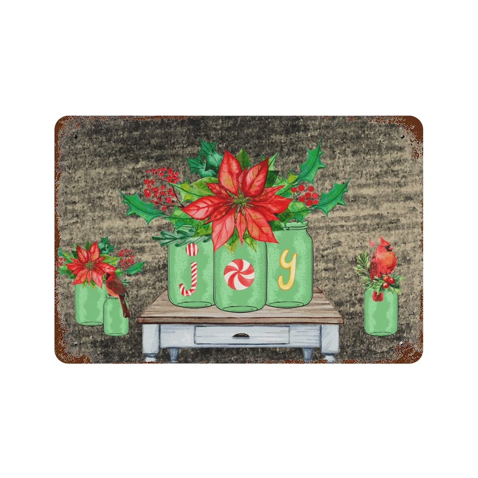 Panneau en métal Christmas Flower Joy pour décorer votre jardin de Noël