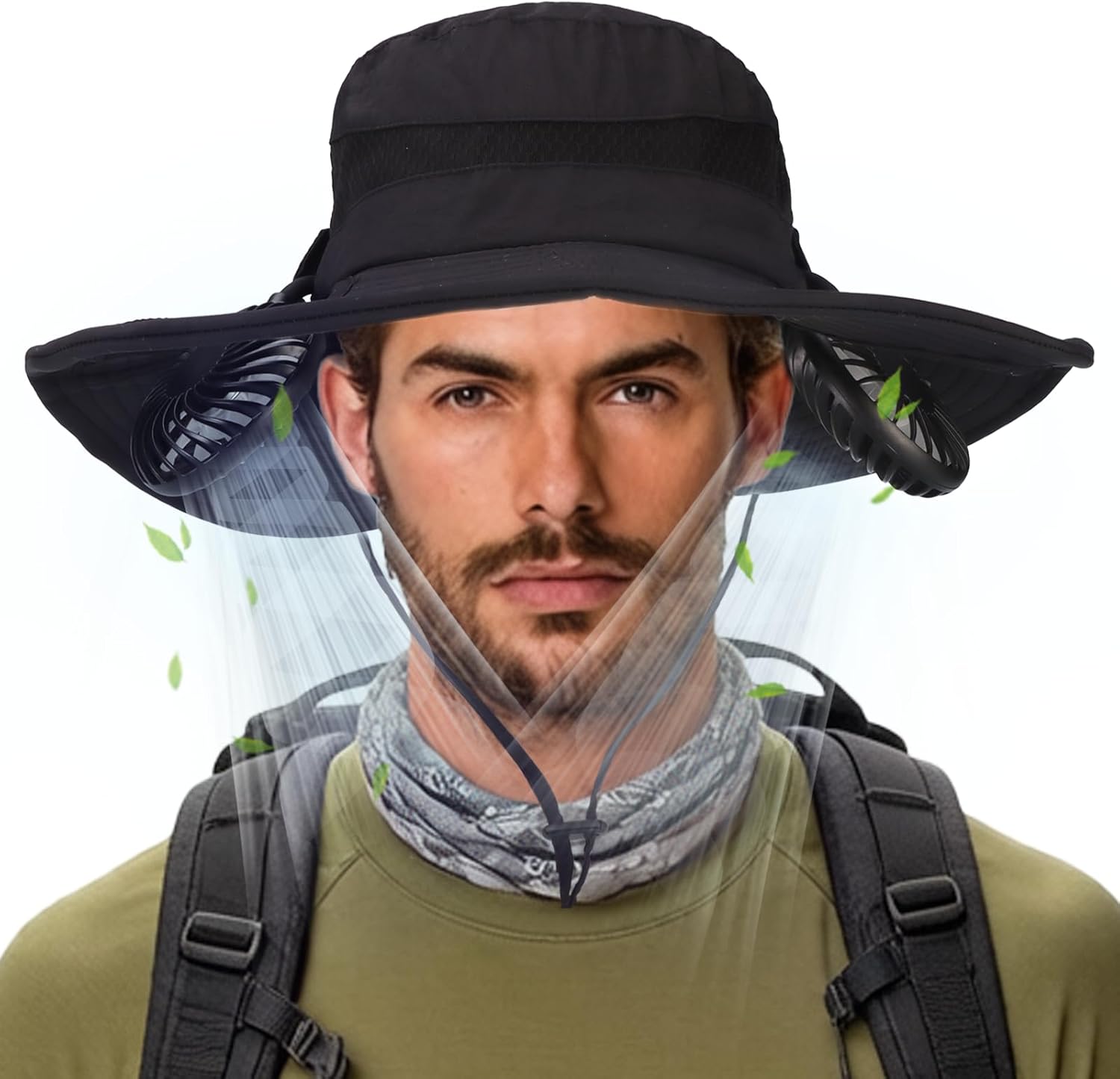 2026 New Bucket Hat with Pro Fan, 2-in-1 Hands-Free Hat Fan with Detachable Neck Fans, UPF 50+ Wide Brim Sun Hats, Outdoor Essentials for Men Women Camping Hiking Beach Gardening