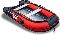 Vista 4 de Balsa inflable de 10.5 pies para pesca en bote pontón bote Kayak con piso de aluminio