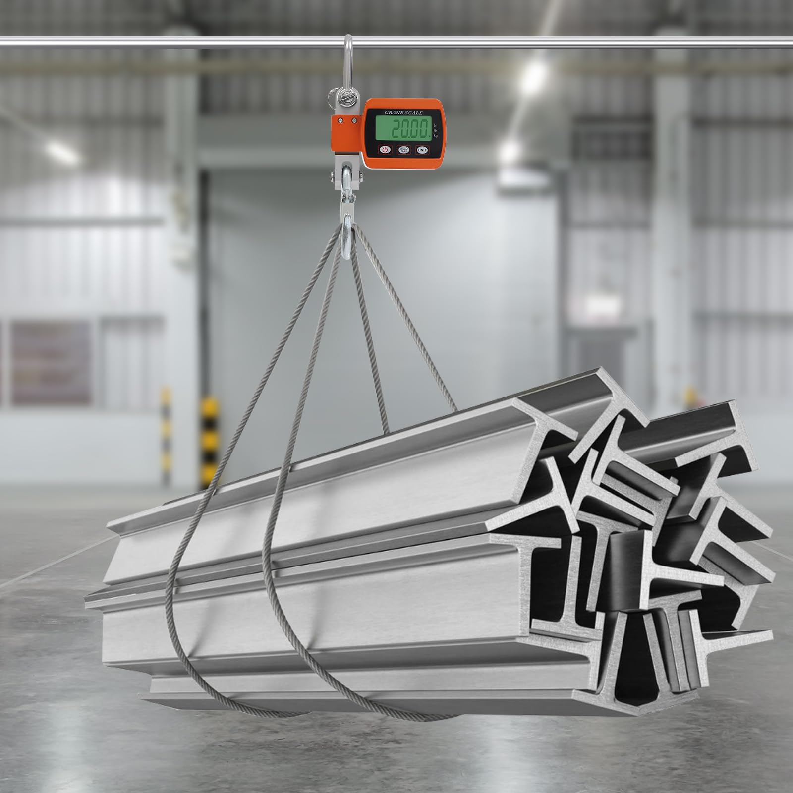 Báscula de grúa digital colgante, 500 kg, compacta, con pantalla LCD HD y conmutación, peso ligero y portátil, para almacenamiento de material y equipaje (naranja)