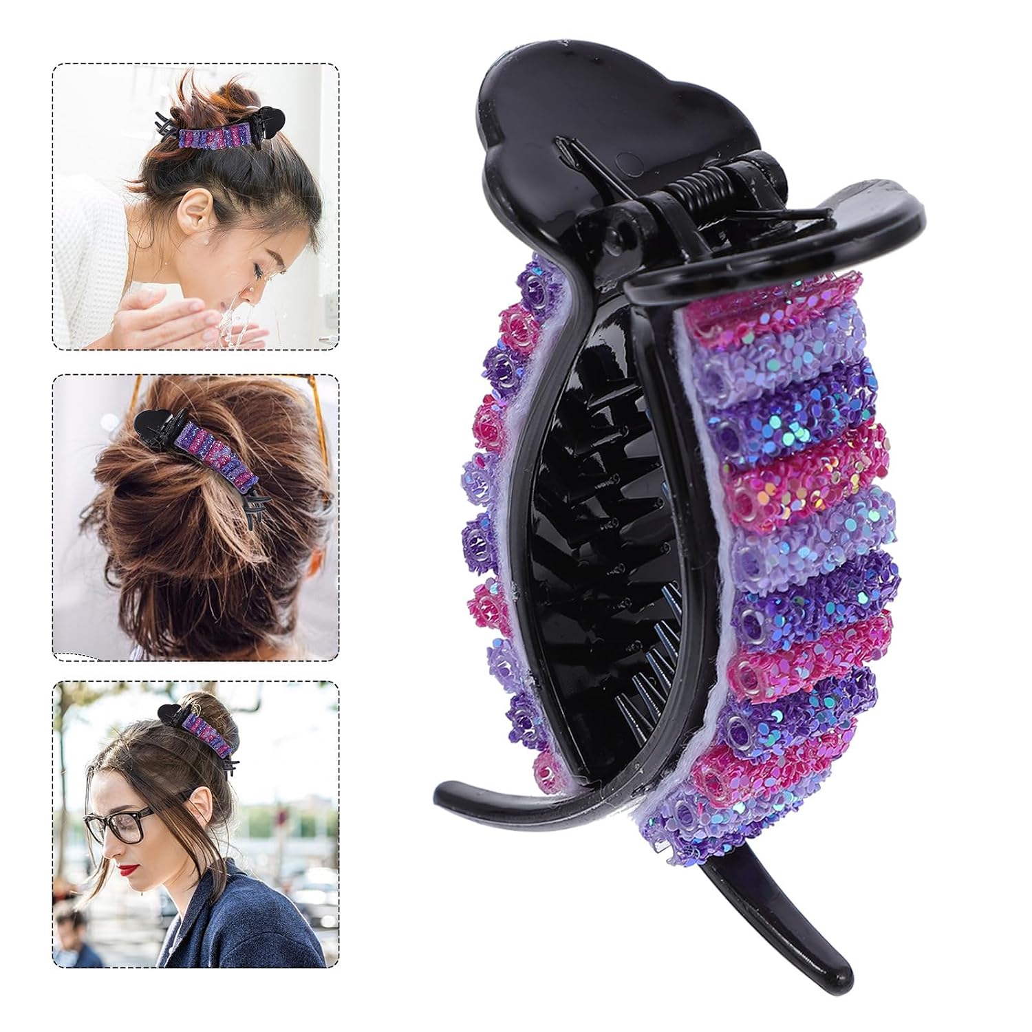 2pcs Colorful Jaw Clip Hair Barrettes Non-slip Strong Hold Hair Clamp for Women and Thick Retro Hairpin Clips for Styling and Bun Accessories