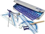STAEDTLER 10-Piece Ensemble de mathématiques avec Boussole en métal, 6" Règle & Places triangulaires, 45° & 30/60° Set Squares, Alphabet Stencil - Outils de mesure