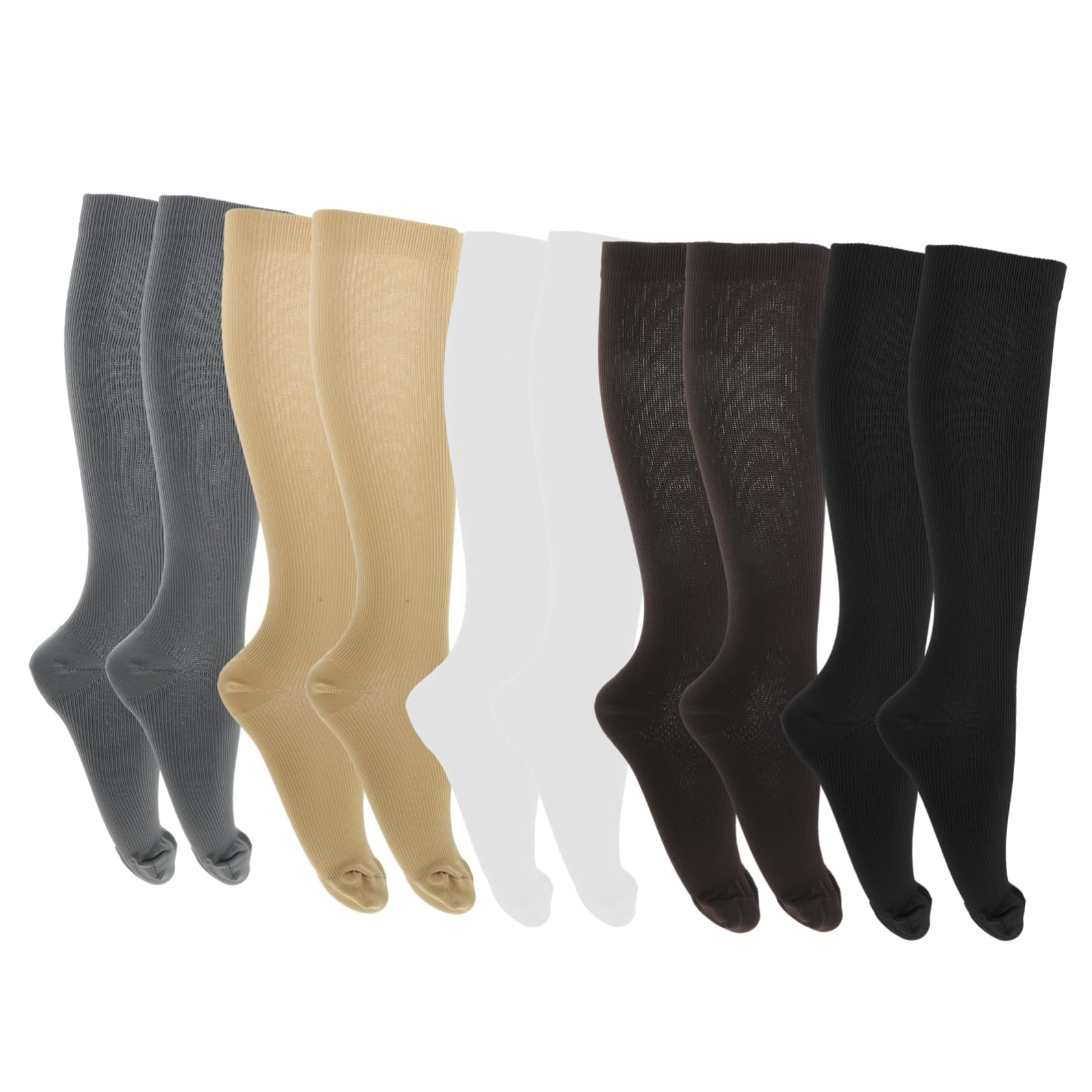 PartyKindom 5 Pairs Seamless Merino Socks for Men Women Wide Calf Compression Calf Sleeves for Hiking Grip Socks