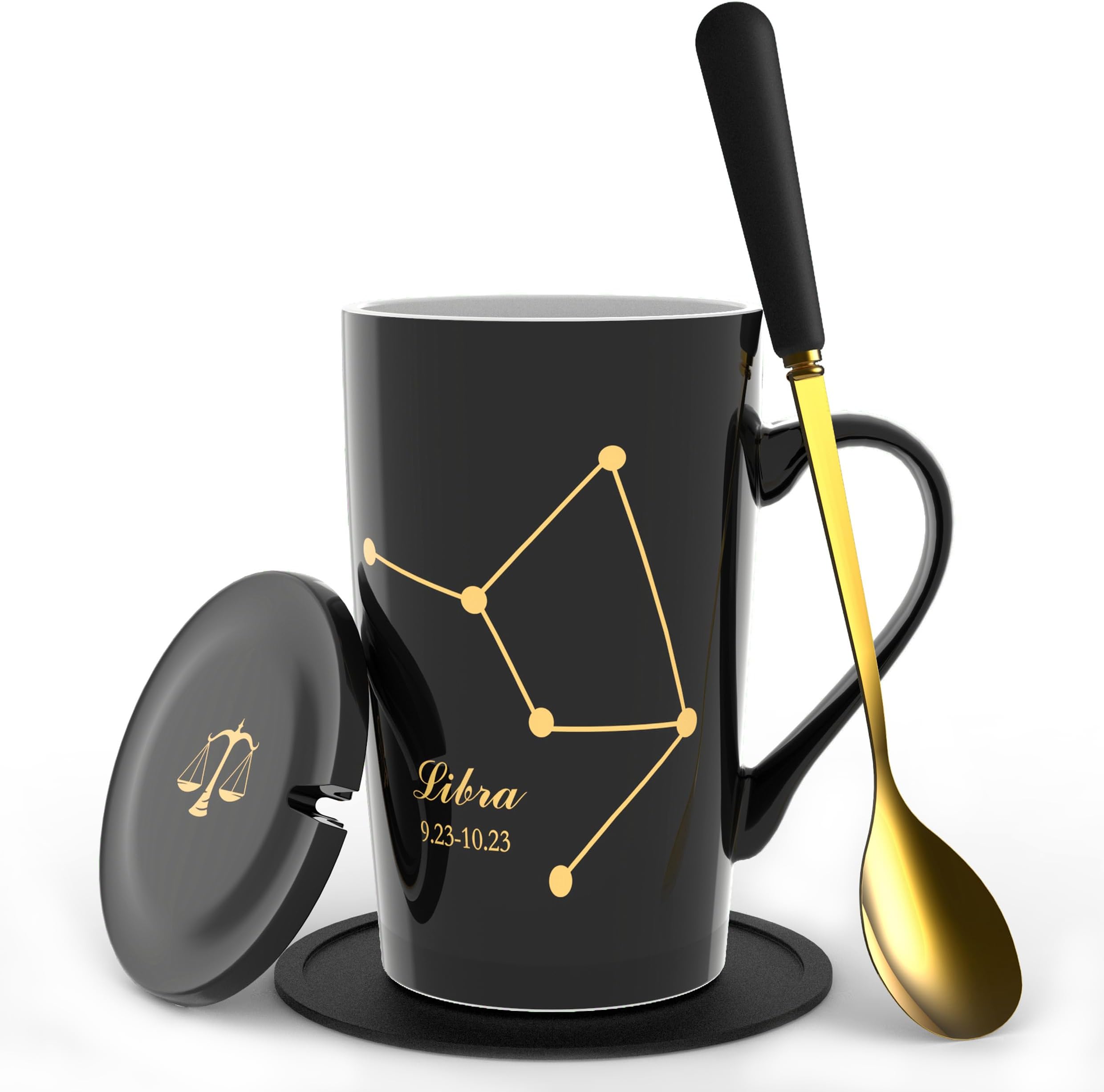 Novelty Coffee Mug Set (Black-Gold) (Libra(9.23-10.23))