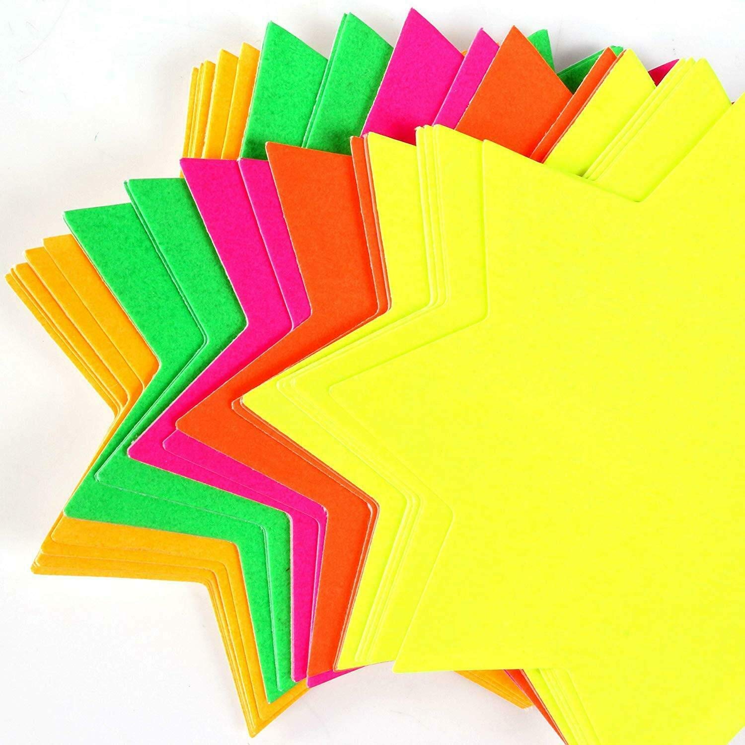 JMS® 3 Pack x 60 Round Small & Medium Neon Fluorescent Flash Stars Asst. (7.5cm) & (10.2cm)