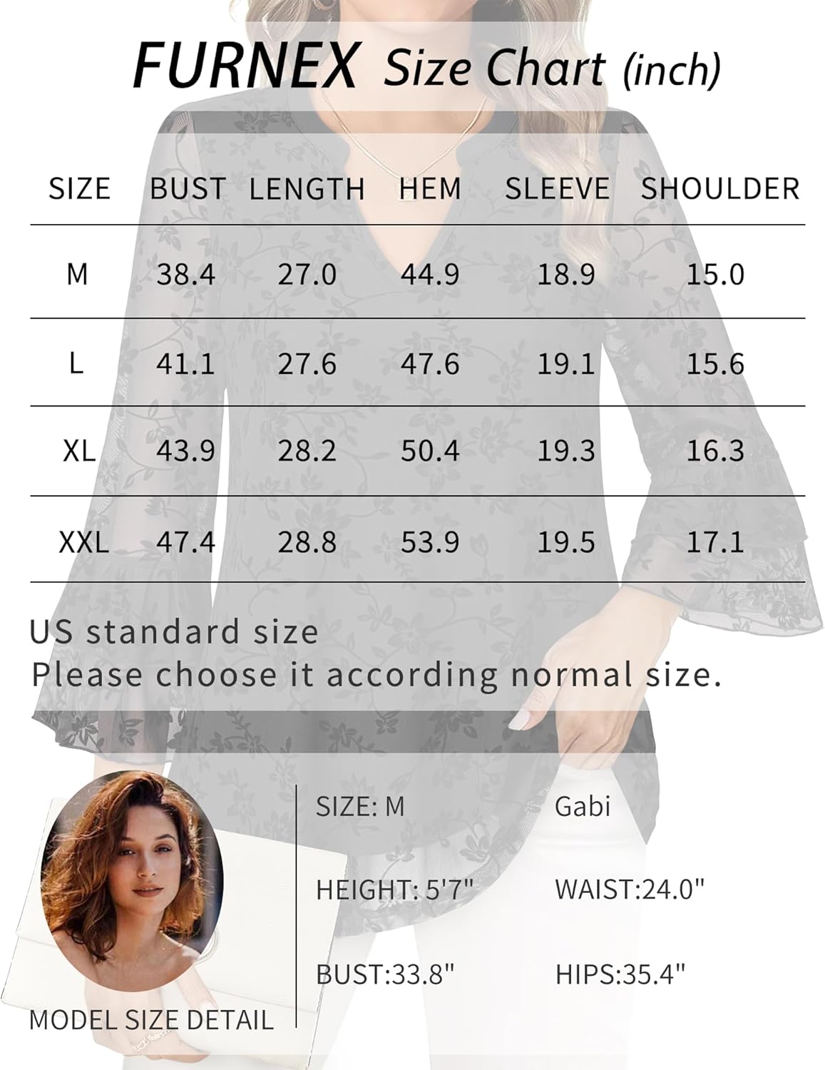Womens Blouses Dressy Casual 3/4 Tiered Bell Sleeve Tops Double Layered Mesh V Neck Shirts - Image 5