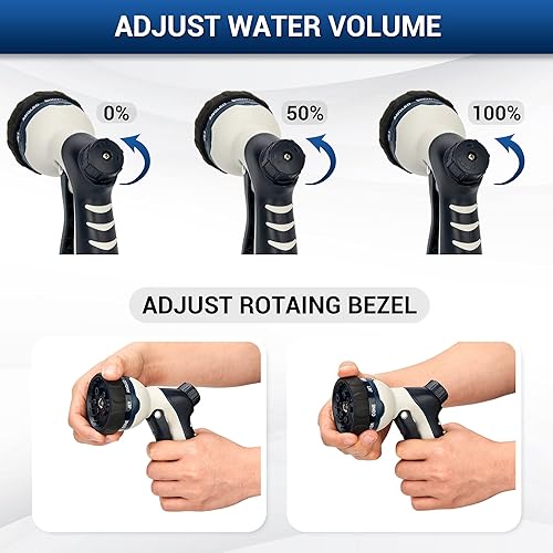 Miniatura 6 de NGreen Boquilla rociadora de manguera de jardín, rociador de agua con 8 patrones ajustables, resistente a los impactos y antideslizante para regar