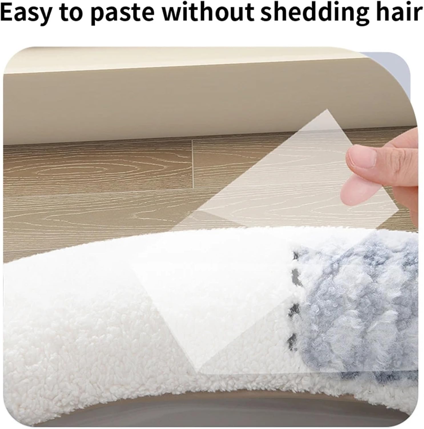 Winter Thickened Fuzzy Toilet Seat Cover Home Full Enclosure Design with Handle Breathable & Anti-Dirty(Grey C4490D)