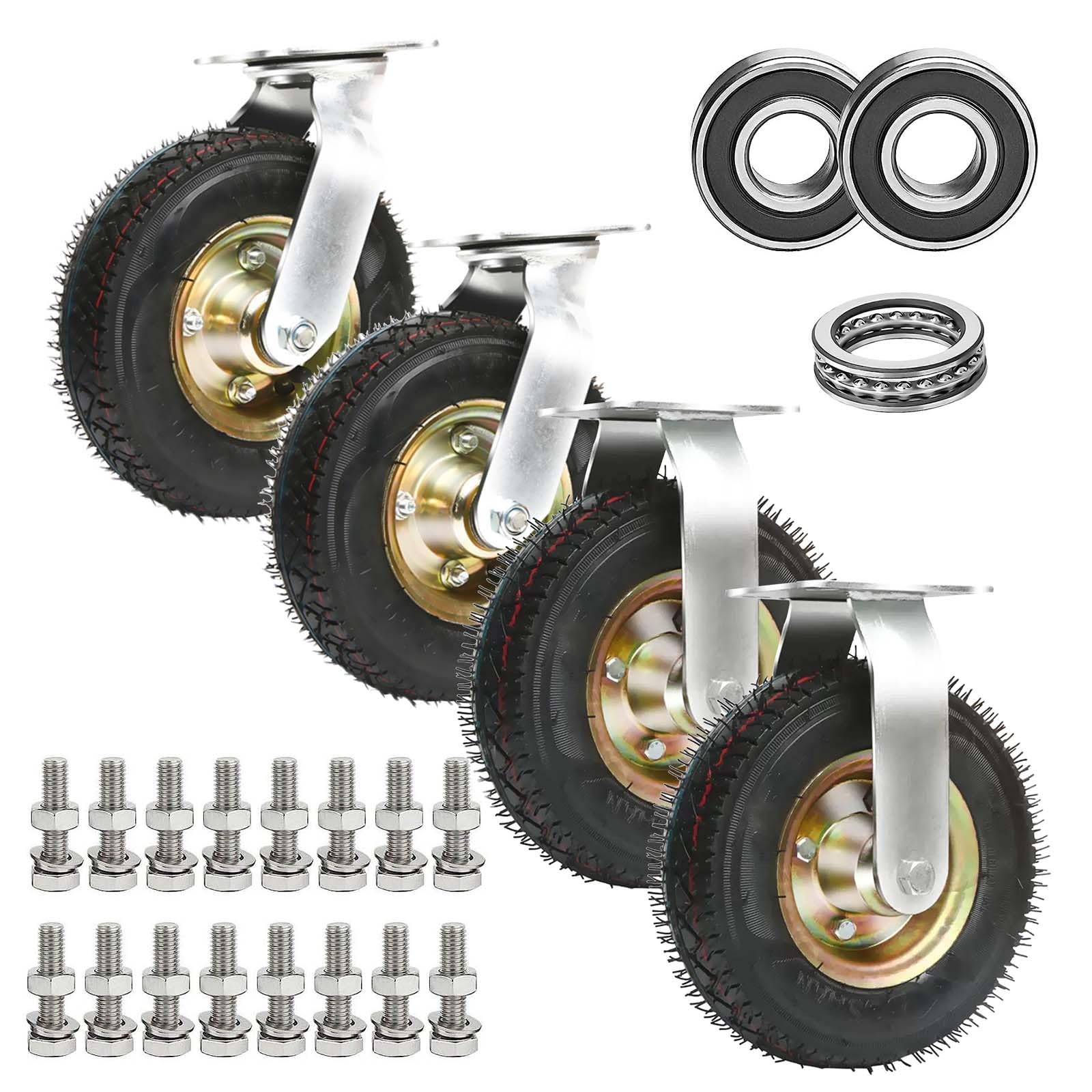 Roulettes de meuble pivotantes robustes lot de 4 en caoutchouc pour atelier et garage
