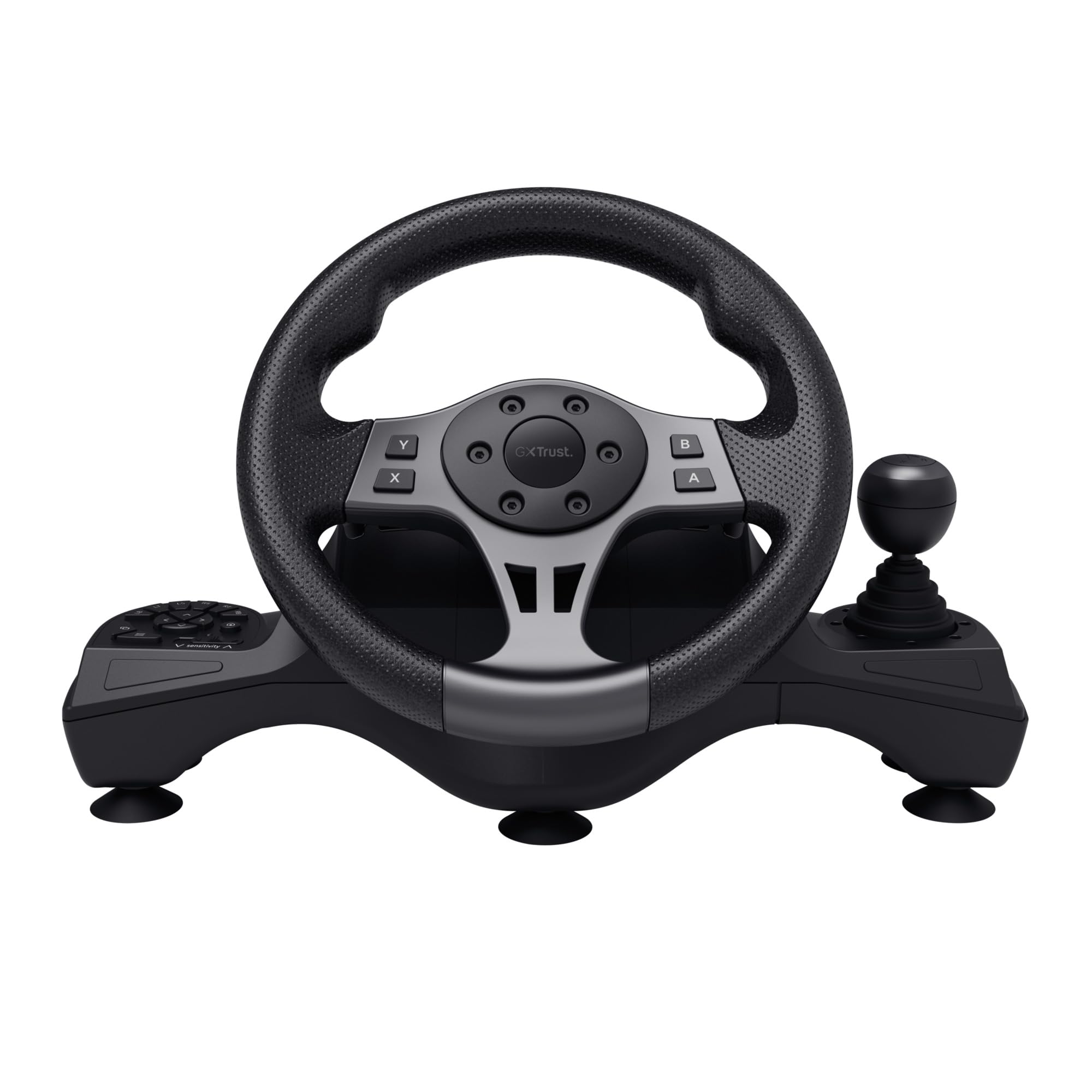 GXTrust Movi Volante per PC, Volante da Corsa da Gaming con Pedali e Leva del Cambio per Simulatore di Guida/Farming Simulator / F1 / Gran Turismo