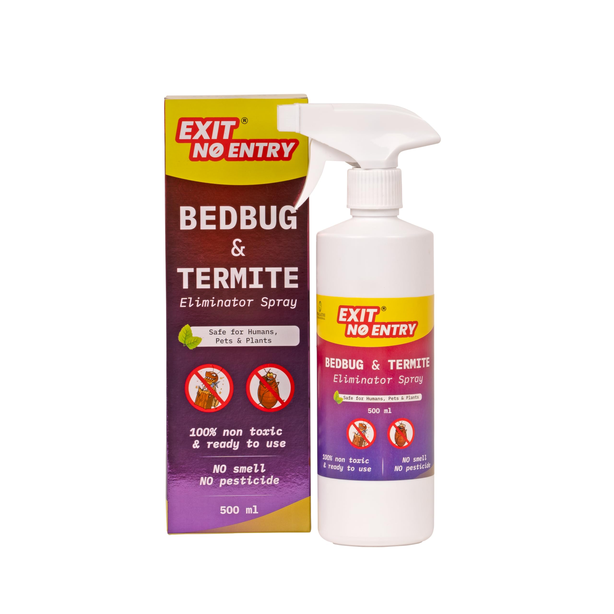 EXIT NO ENTRY Bed Bug & Termite Spray - 500ml | 100% Non-Toxic And Ready-To-Use Insect Repellent Spray For Home | Safe For Plants, Pets & Humans