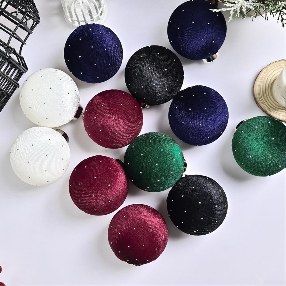 Samt-Weihnachtskugeln, 9 Stück, 8 cm, Weihnachtsbaumschmuck-Set, Samt, hängende Kugeln, elegant für Weihnachten, Zuhause, Party, Festival, Dekoration (XM0170S – Rose Pink)