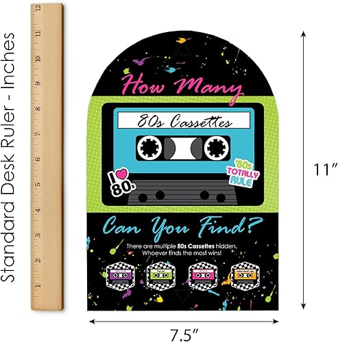 Miniatura 6 de Big Dot of Happiness 80's Retro - Totally 1980s Party Scavenger Hunt - 1 soporte y 48 piezas de juego - Juego de ocultar y encontrar