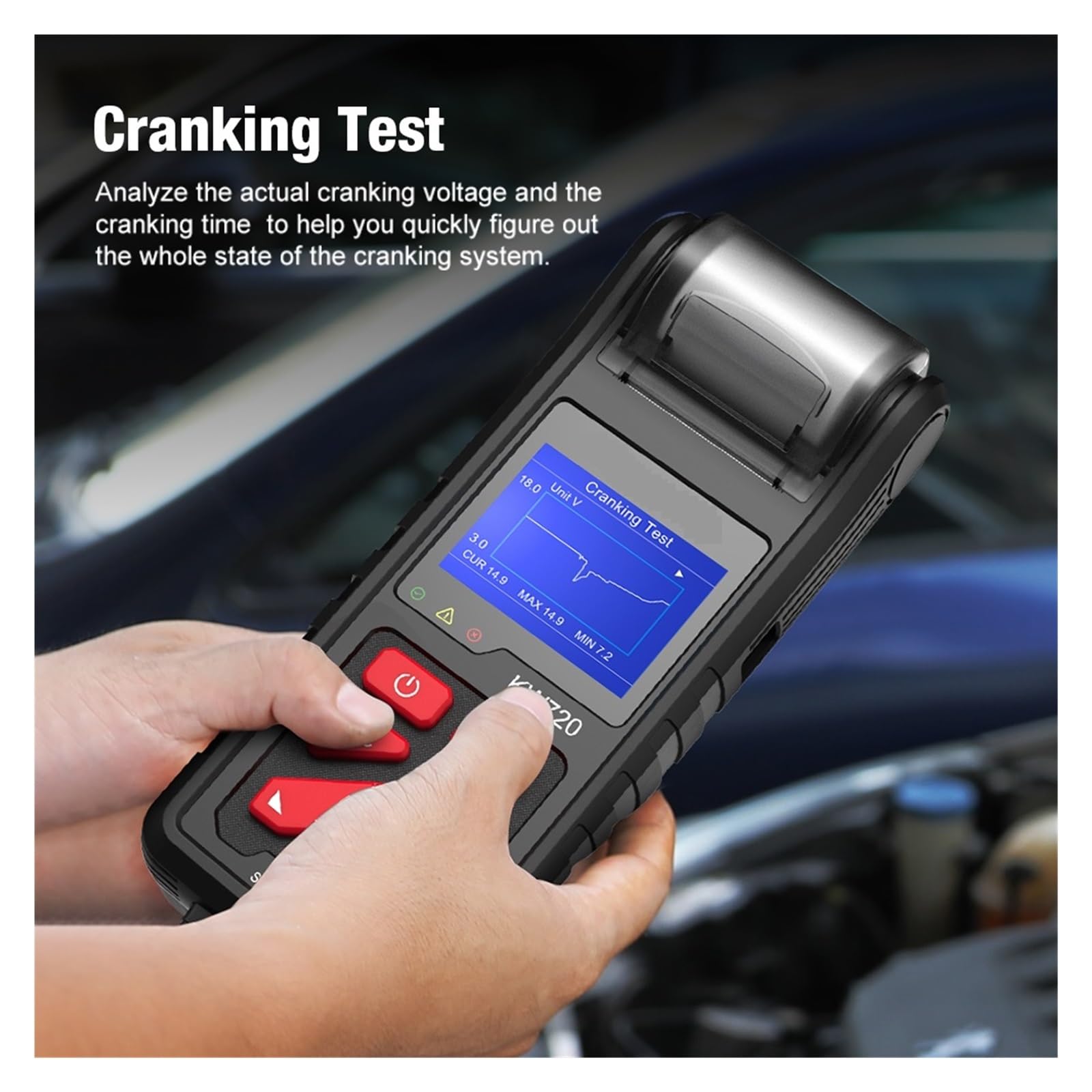 Tester Batteria Auto Analizzatore Tester Batteria 6V 12V 24V Strumento di Test di Avviamento di Ricarica for Camion for Auto Moto con Stampante Integrata Estrema precisione e Sicurezza