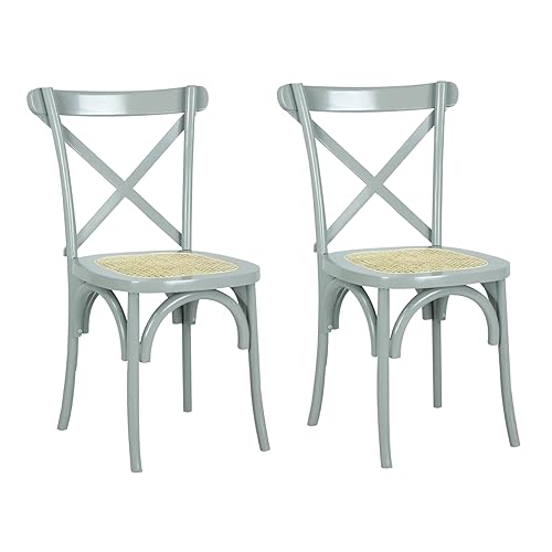 JONATHAN Y DNG1001B-SET2 Cassis Classic Traditional X-Back Wood Rattan Dining