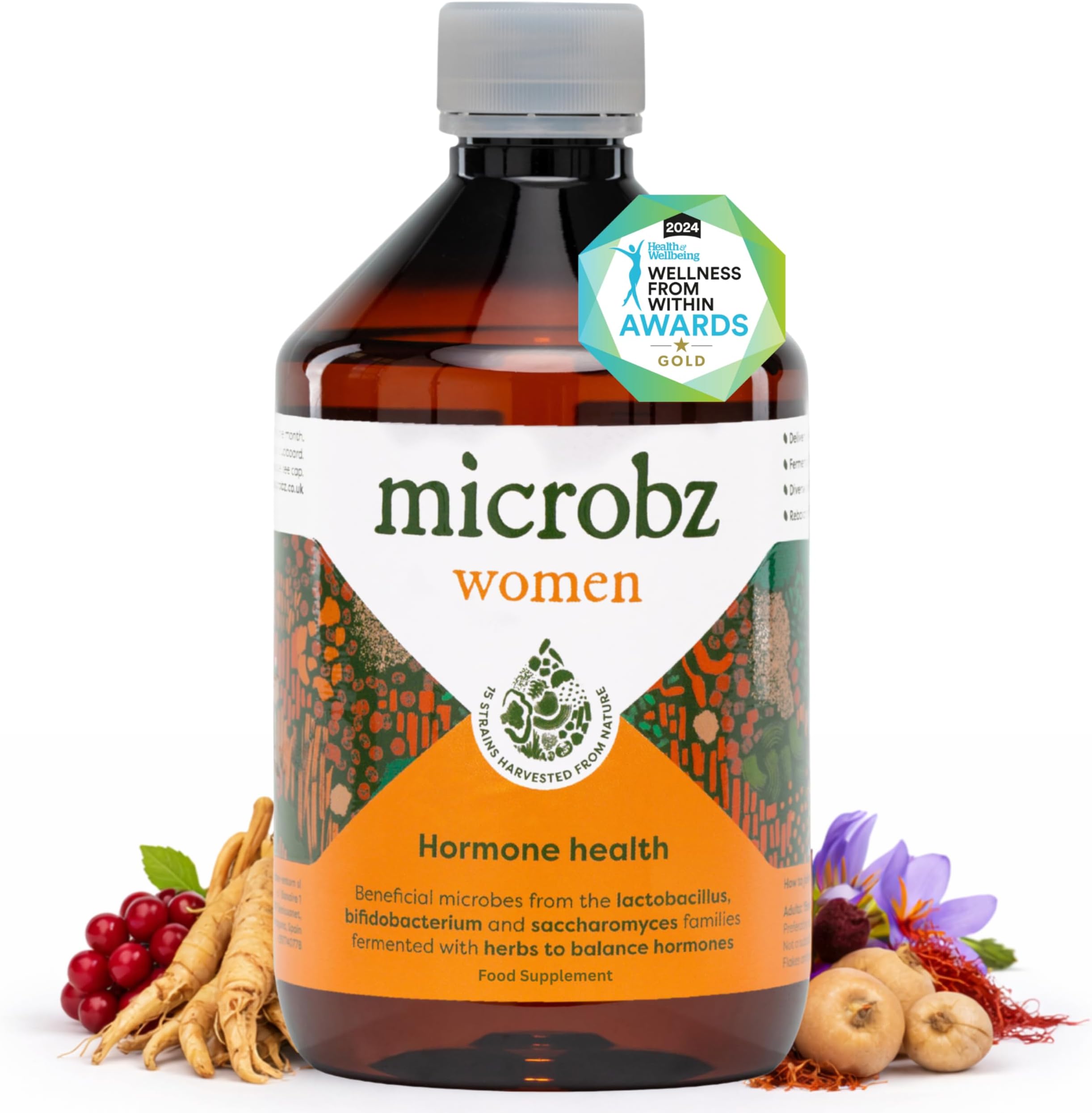 Women Liquid Probiotics for Gut Health – Award-Winning Vegan Probiotic for Women with 15 Strains & Fermented Herbs for Female Balance & Bloating – Vegan, Dairy & Sugar Free - 31 Servings