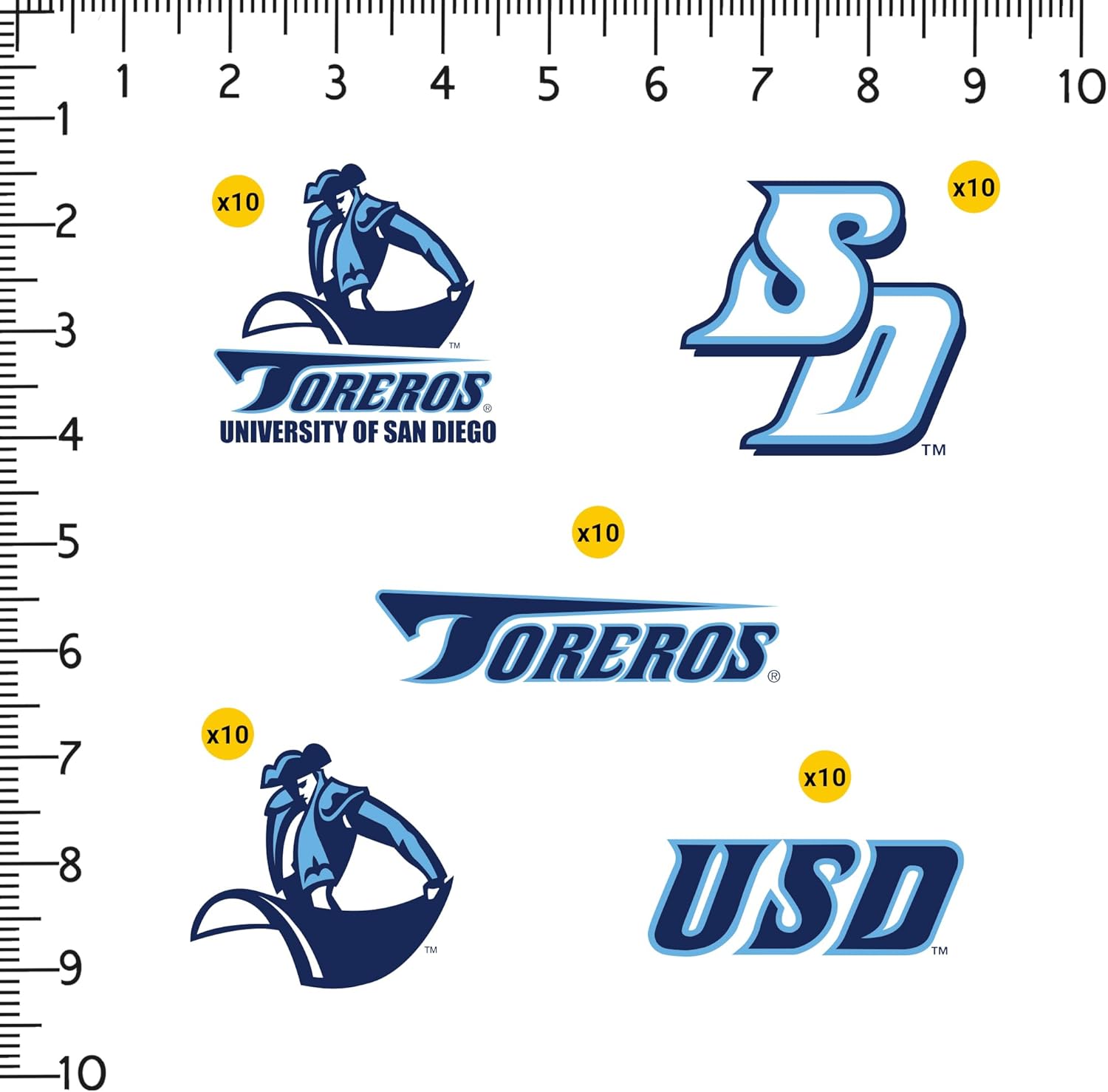 University of San Diego Spirit Logo Vinyl Large Deluxe Stickers Variety Pack - Laptop, Water Bottle, Scrapbooking, Tablet, Skateboard, Indoor/Outdoor - Image 2