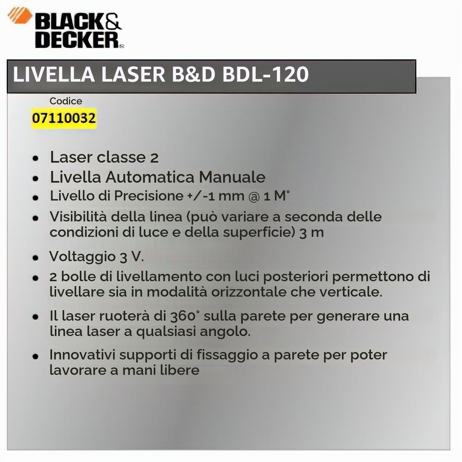 BLACK+DECKER BDL120-XJ Laser Manuale