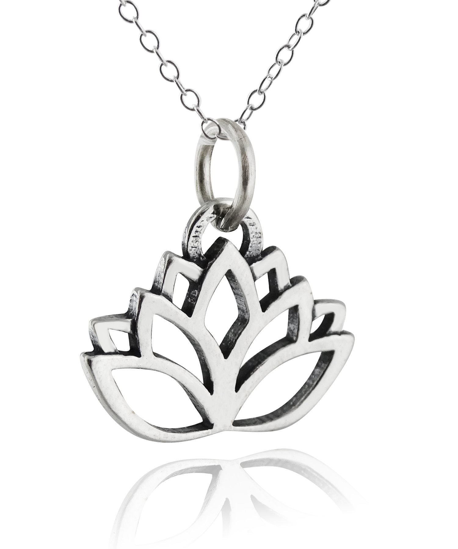 Pendentif Fleur De Lotus Argenté Avec Chaîne - Acier Inoxydable - Bijou Tendance - Neuf Avec étiquettes