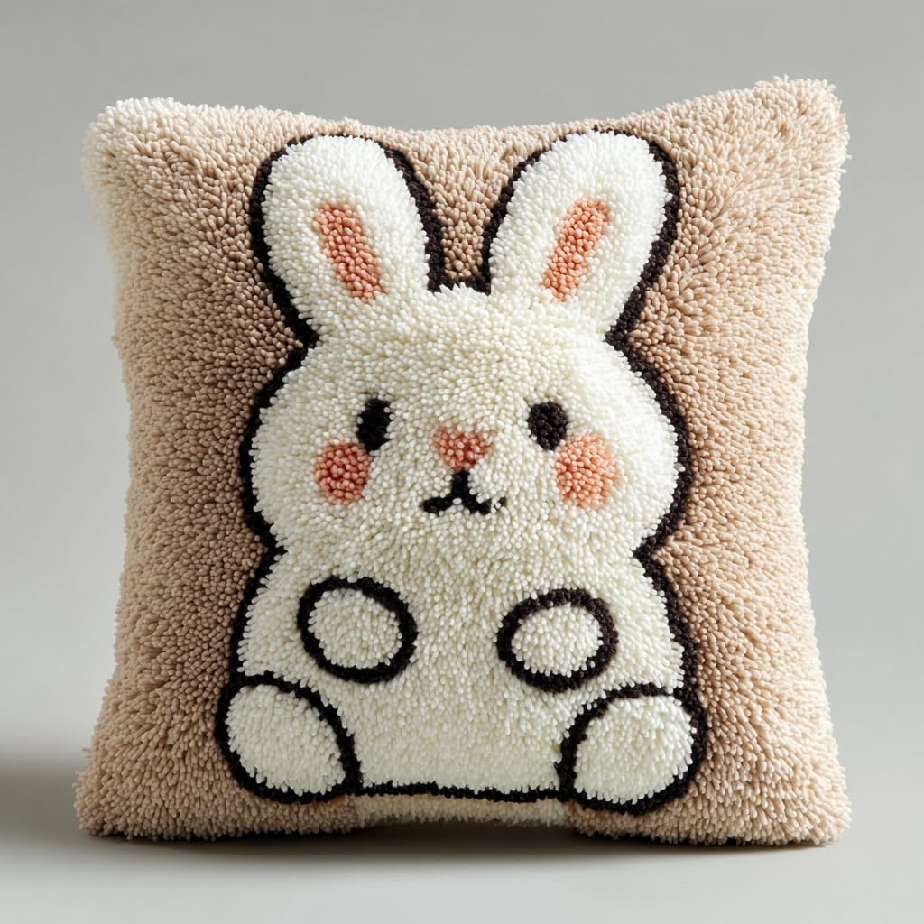 Henypt DIY Latch Hook Cushions Kits Rabbit
