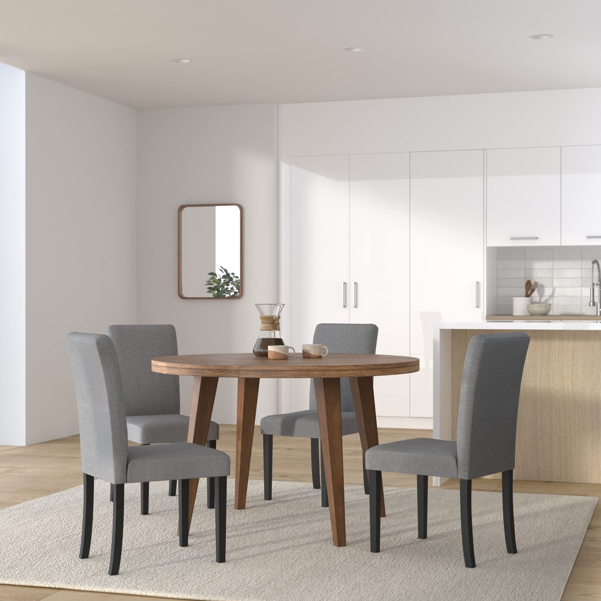 [en.casa] Conjunto de 6 Sillas de Comedor Hamburg Set de 6 Sillas de Cocina Elegantes y Acolchadas con Respaldo Alto Madera Tela 89 x 43 x 54 cm - Gris Oscuro