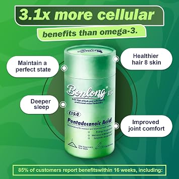 Pentadecanoic Acid, C15:0 Supplement, Premium High Altitude Sheep Milk Source - Essential Odd-Chain Fatty Acid for Cellular Health, Metabolic Support & Overall Wellness (15 Count, Mint, White)
