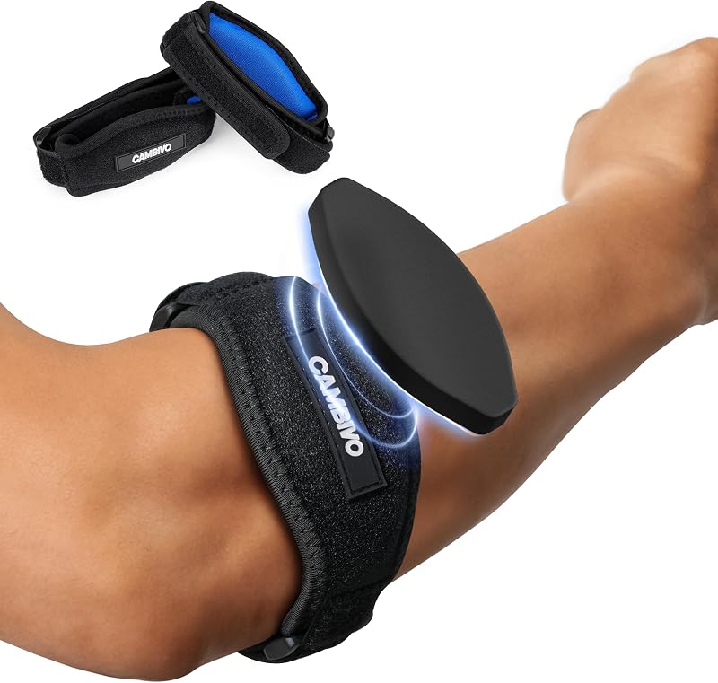 2 Pack Tennis Elbow Brace Strap for Tendonitis, Black | EVA Compression Pad, Adjustable Strap with Premium Velcro, for Men and Women, Golfer's Elbow, Counterforce Brace, Breathable