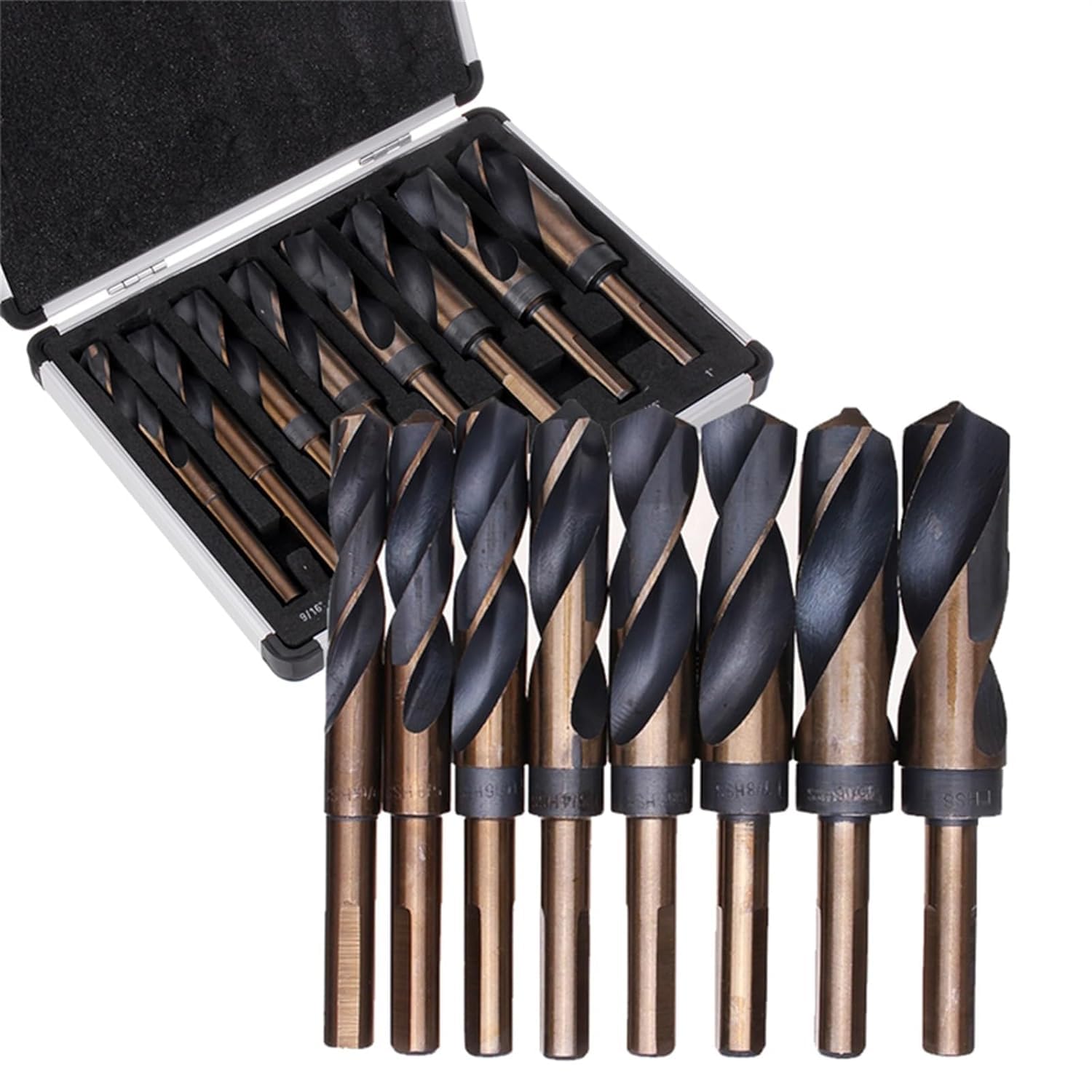 8pcs 1/2 Pulgada Vástago Hss 4241 Juego De Brocas Helicoidales 9/16 A 1 Pulgada Taladro Helicoidal para Madera Metal, No Case