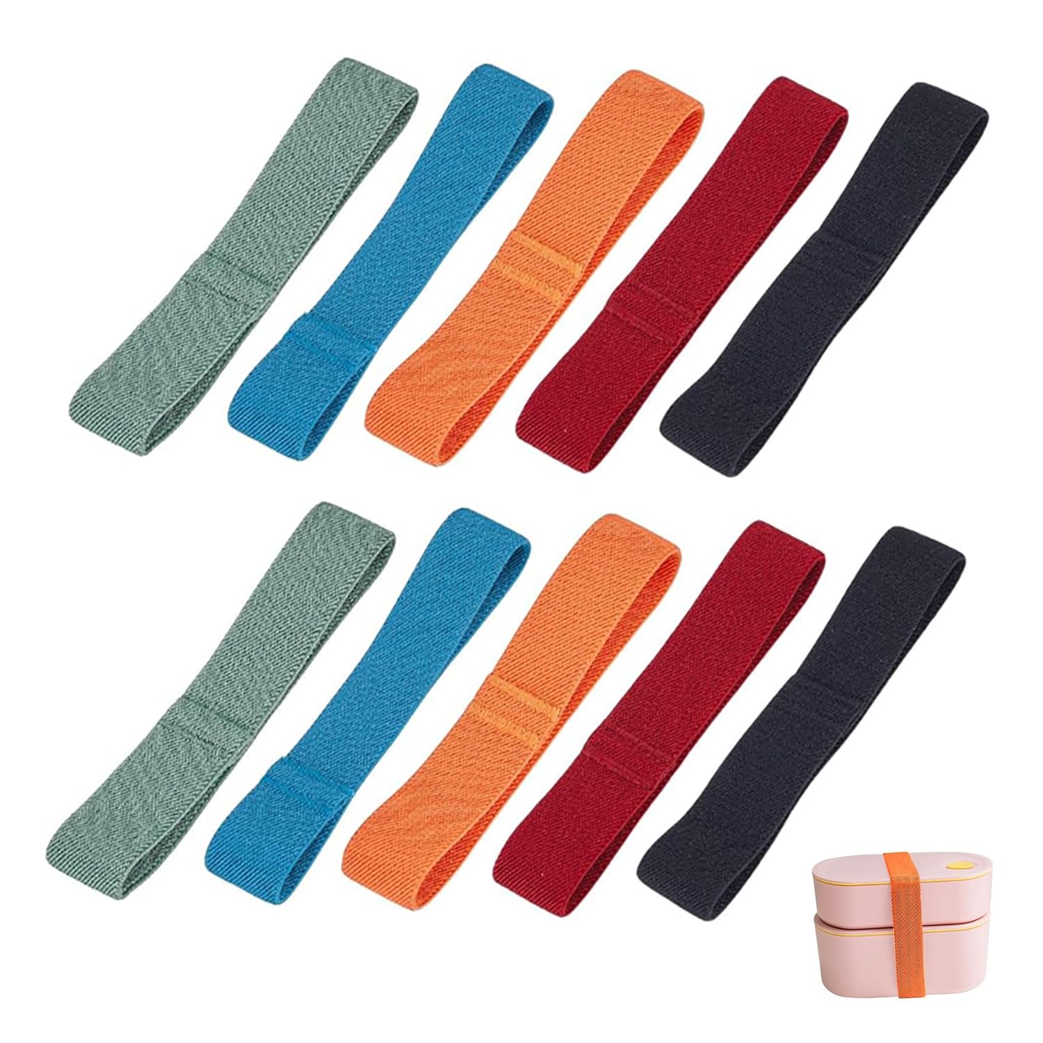 JOYOLA 10-Piece Bento Box Straps, Bento Box Elastic Rubber Bands Belt Adjustable Cinch Straps Lunch Container Elastic Band for Office Supply File Folders Classroom Picnic Outdoors Meals