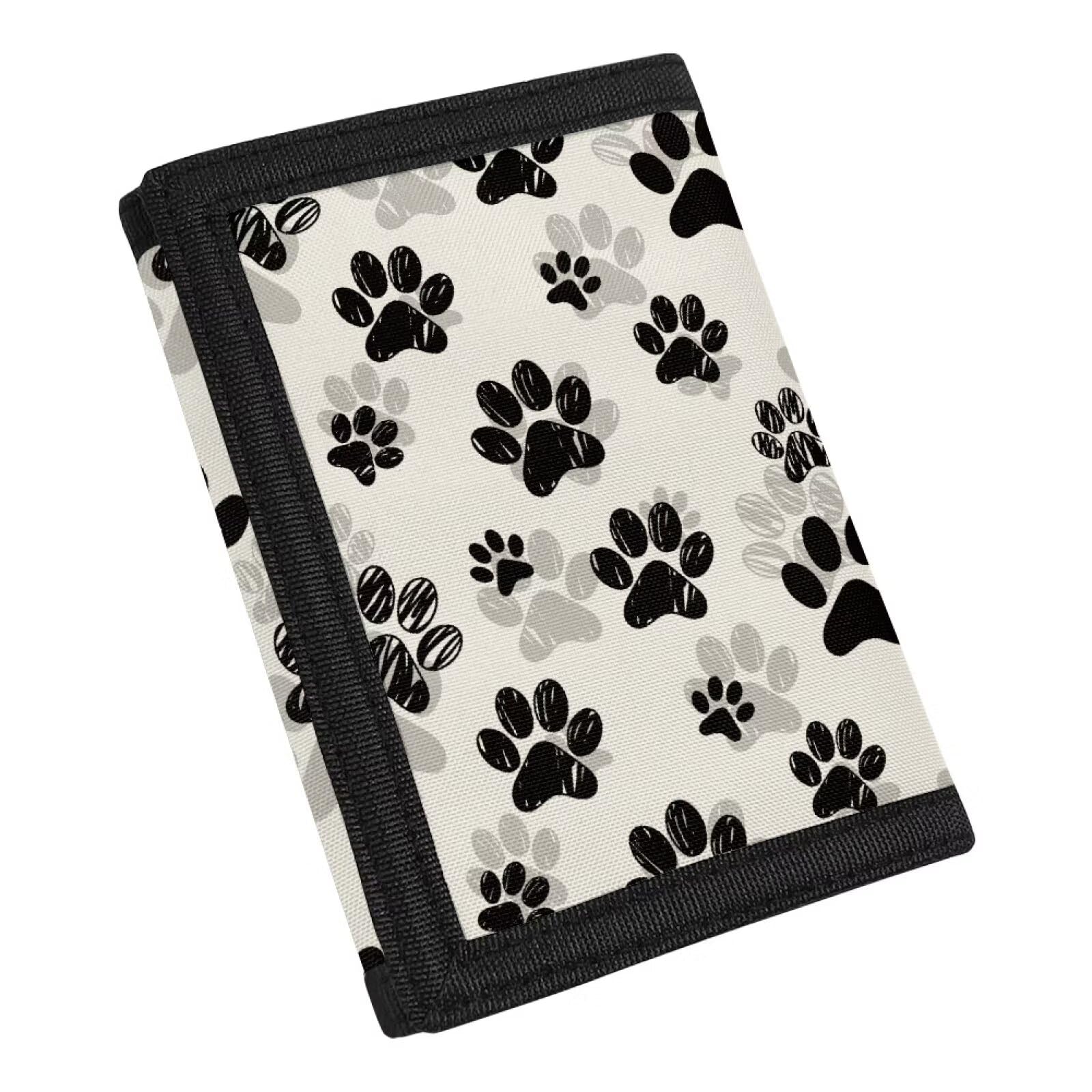 Flashideas Paw Print Kids Wallets for Youth - Canvas Trifold Outdoor Sports Festival Gift - Card Cash Holder for Ladies and Girls