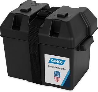 Camco Heavy Duty Group 24 Battery Box with Straps & Hardware - Corrosion-Resistant for RV, Marine & Automotive Batteries (55363)
