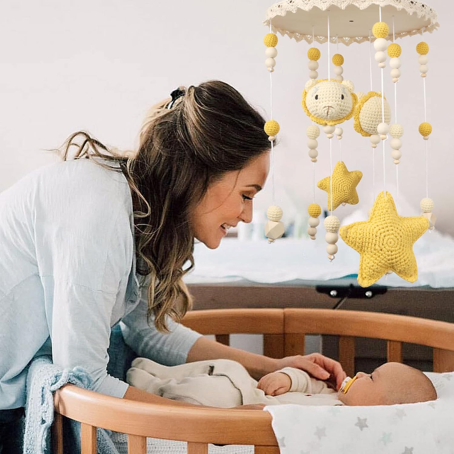 Baby Mobile for Crib Boy - Lion Baby Crib Mobile - Boho Crib Mobile - Crib Mobile for Boys - Baby Mobile for Bassinet, Pack n Play