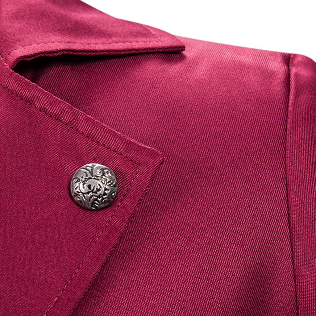 Sakko Herren Mantel Frack Jacke Gothic Gehrock Praty Outwear (Red, XL)